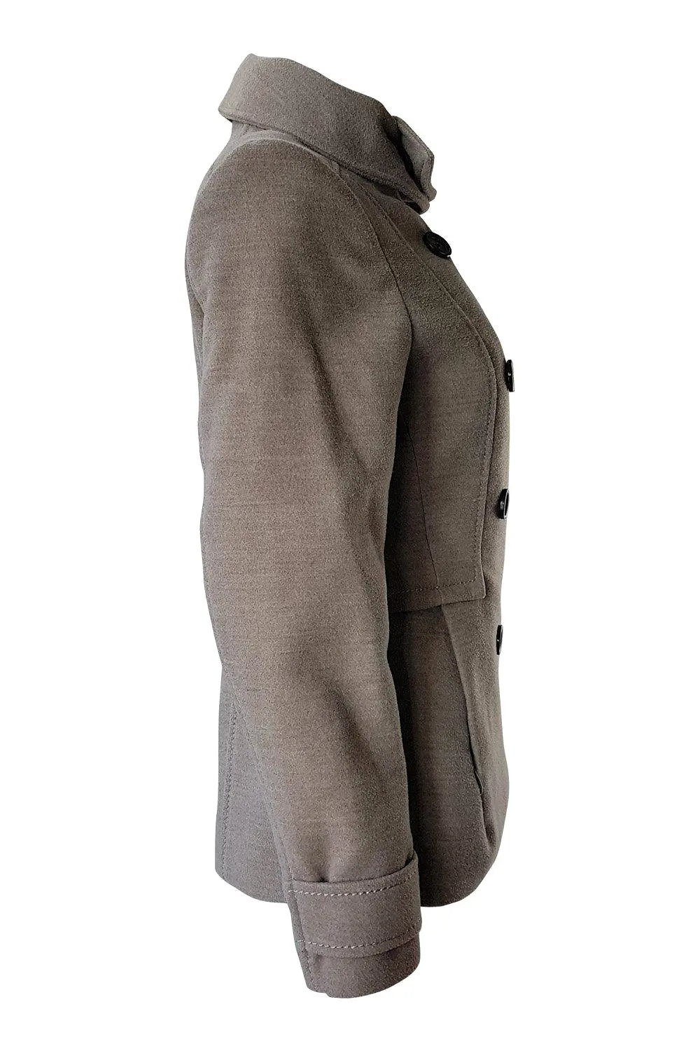 H&M 1990s Vintage Tan Brown Women's Double Breasted Pea Coat (36)