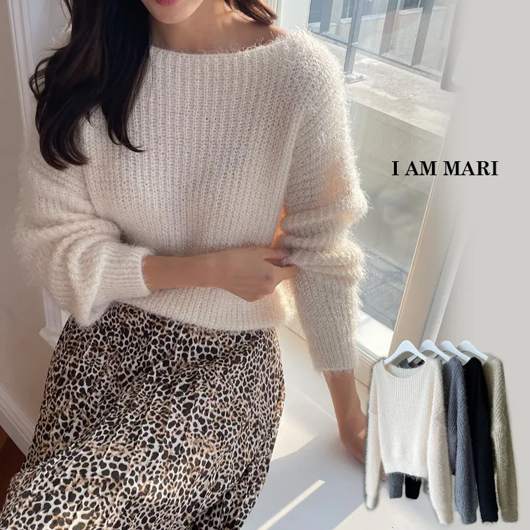 I AM MARI  |Long Sleeves Shearling V-neck & Crew neck