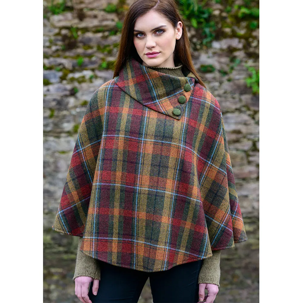 Irish Pure Wool Button Poncho