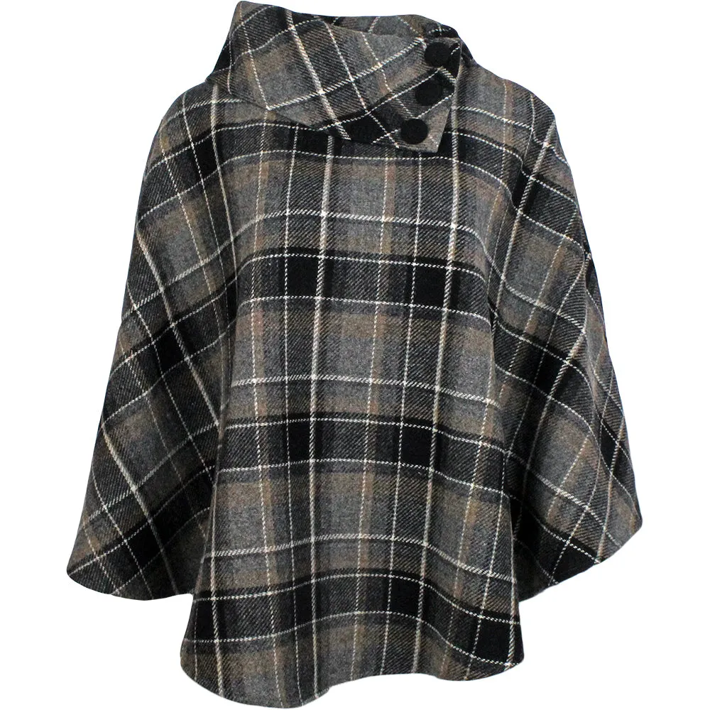 Irish Pure Wool Button Poncho