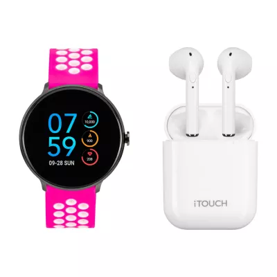 Itouch Sport With Wireless Earbuds Womens Pink Smart Watch It7805b04i-195