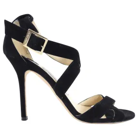 Jimmy Choo Black Suede 100mm Sandals - 7.5