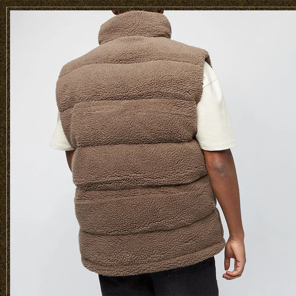 KARL KANI  |Street Style Plain Shearling Logo Vests & Gillets