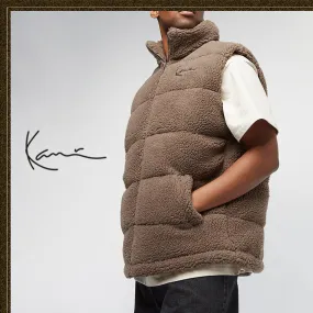 KARL KANI  |Street Style Plain Shearling Logo Vests & Gillets