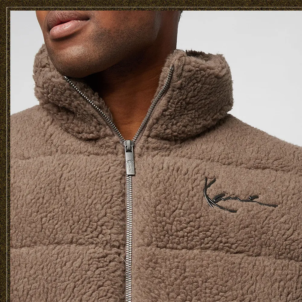 KARL KANI  |Street Style Plain Shearling Logo Vests & Gillets