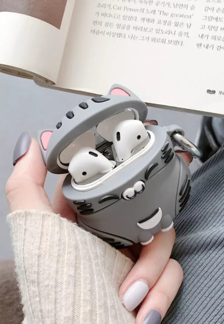 Kings Collection Cartoon Gray Cat AirPods Case (KCAC2153)