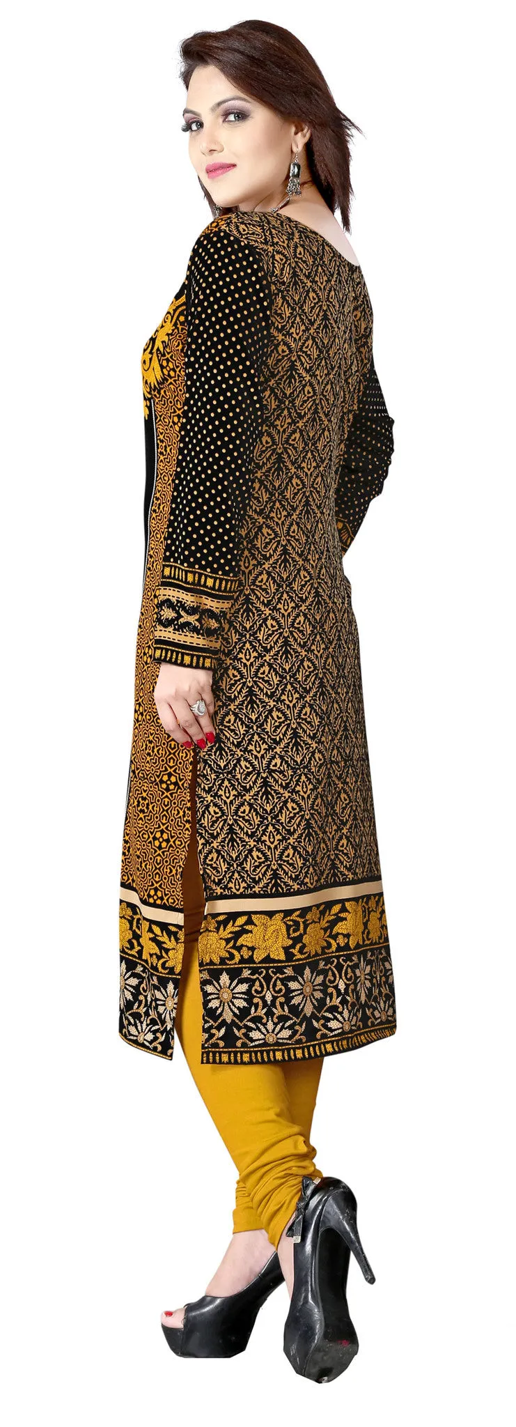 Kurti Top Long Tunic Womens Printed Blouse India Clothing (Bronze)