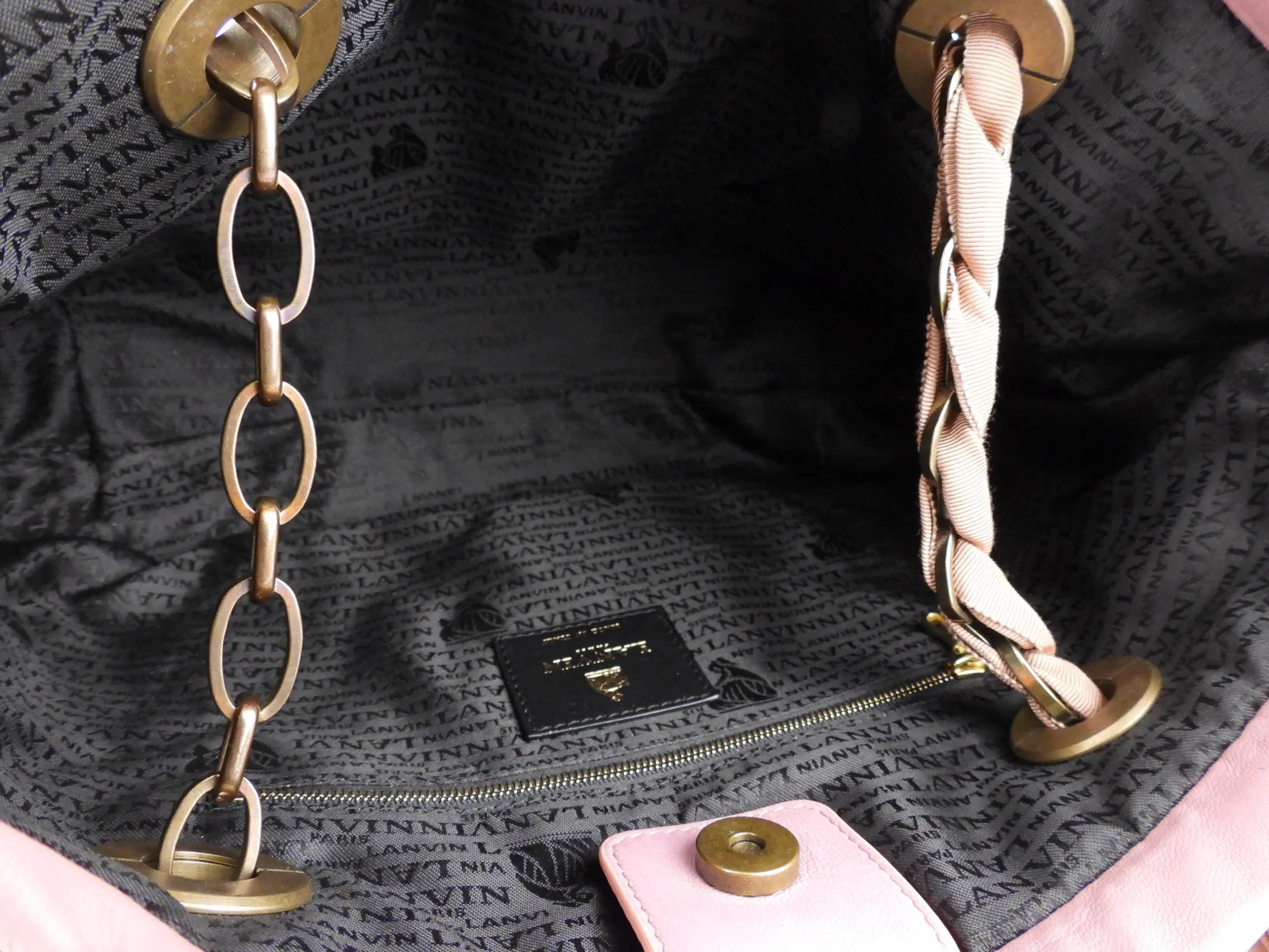 Lanvin Pink Diamond Quilted Lambskin Chainlink Handle Two Way Bag