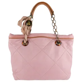 Lanvin Pink Diamond Quilted Lambskin Chainlink Handle Two Way Bag