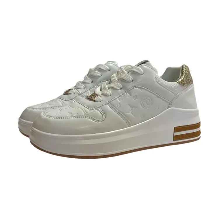 Laura Biagiotti 8400 Sneakers Donna Platform CALF Bianco Oro