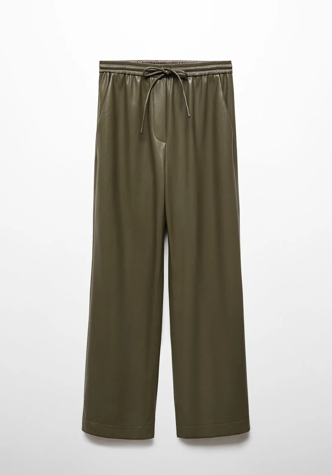 Leather-effect elastic waist trousers