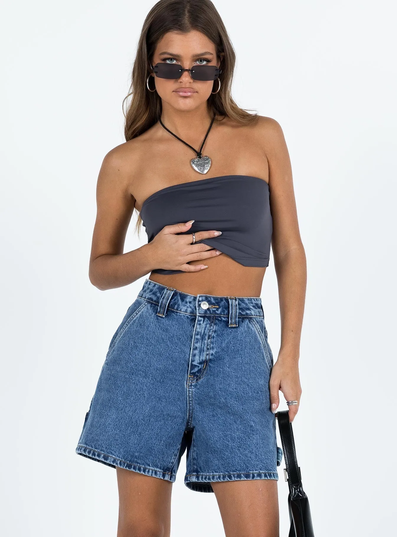 Lou Carpenter Denim Shorts Mid Wash