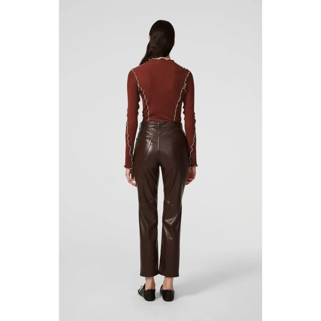 LOURA LEATHER TROUSERS CHOCOLATE