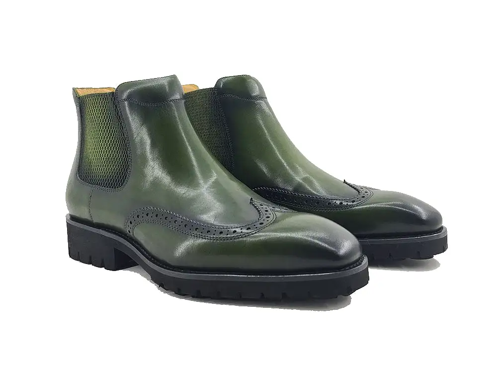 Lug Sole Chelsea Boot with Wingtip Toe