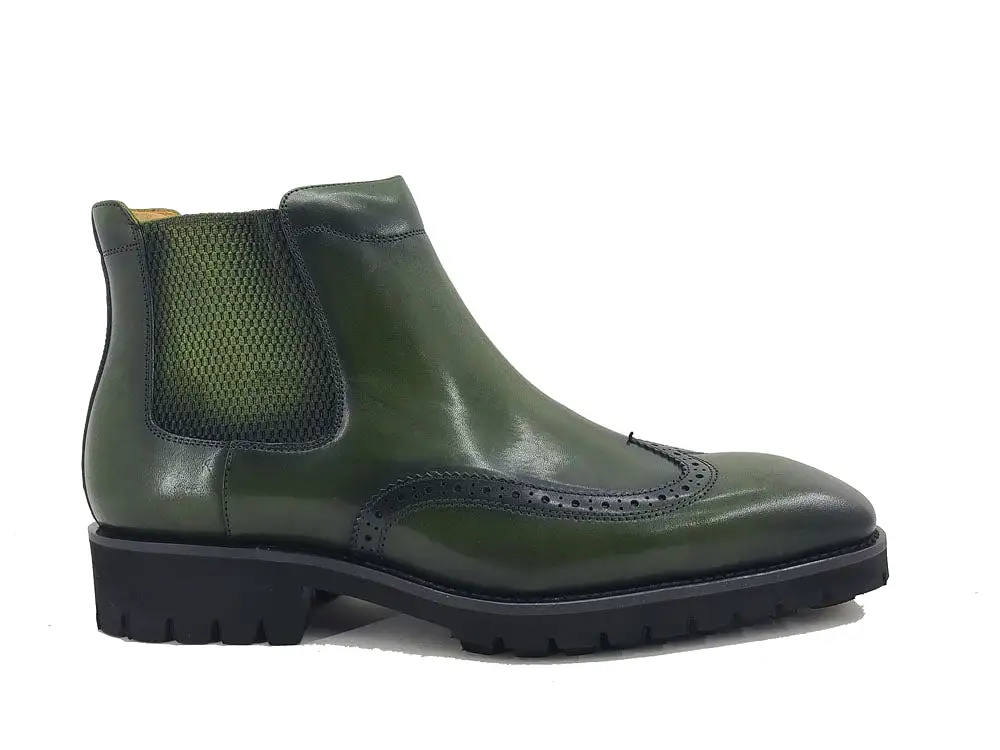 Lug Sole Chelsea Boot with Wingtip Toe