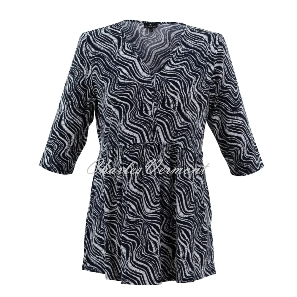 Marble Printed Tunic Top - Style 7413-103 (Navy / White)