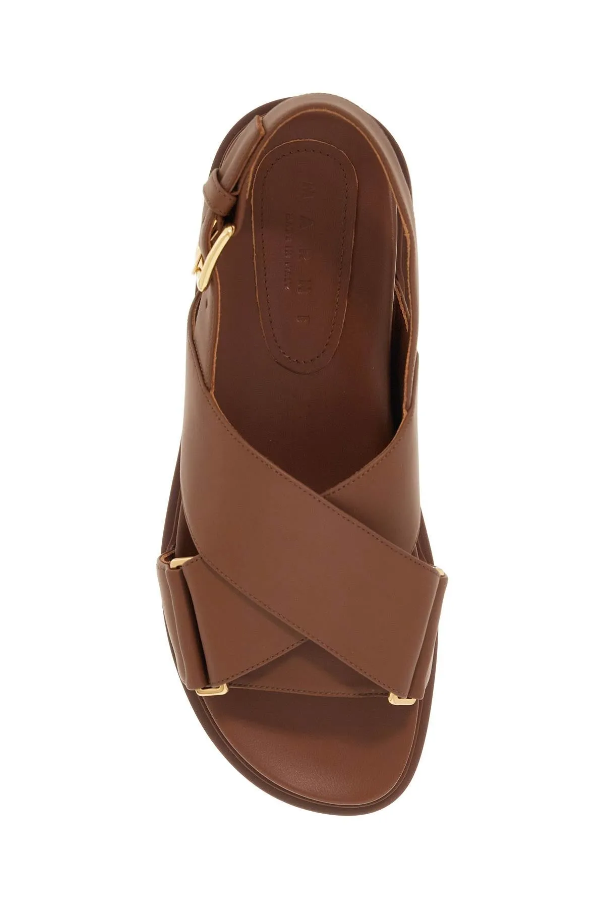 Marni Fussbett Leather Sandals   Brown