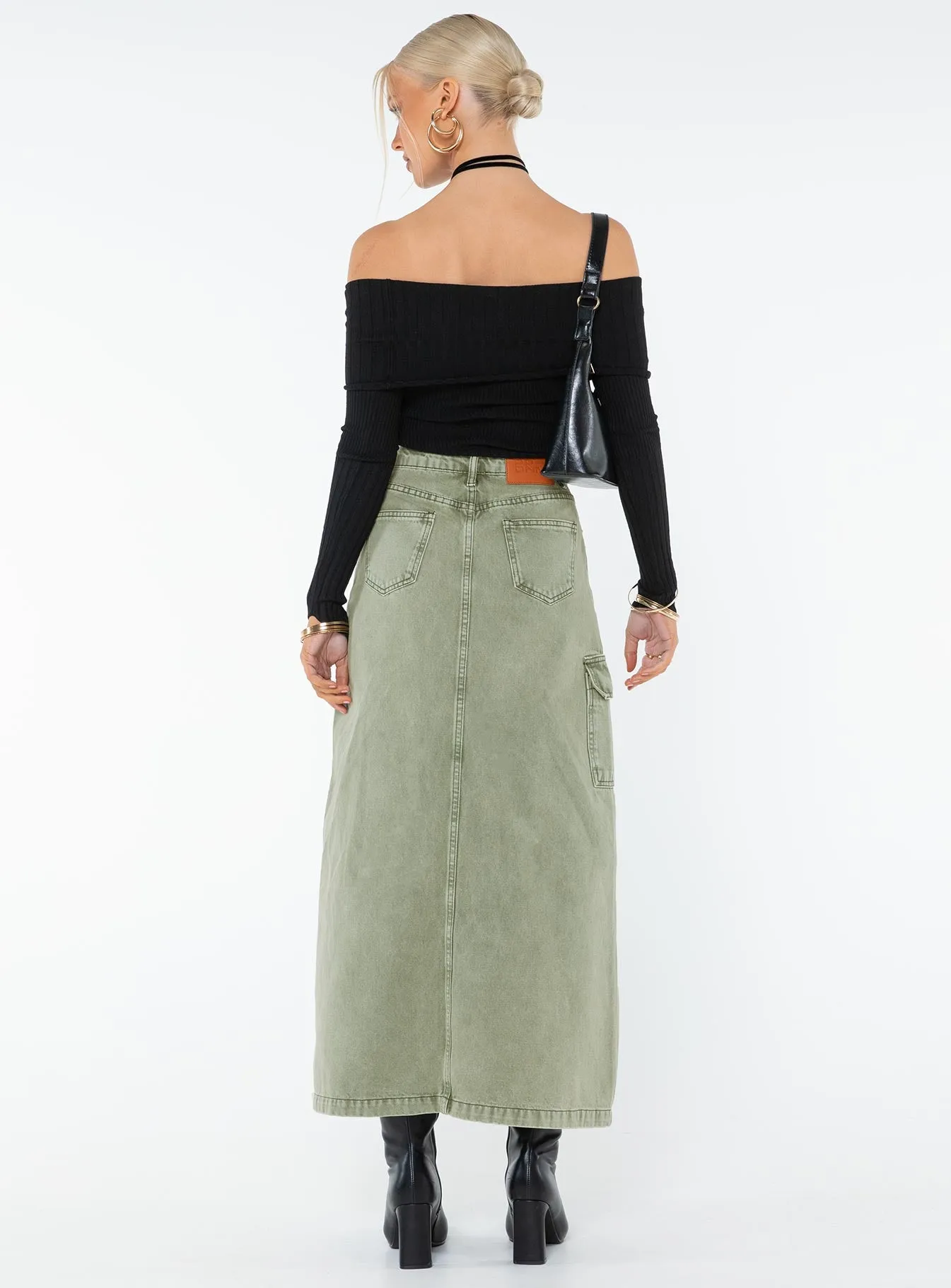 Mcguane Denim Midi Skirt Green