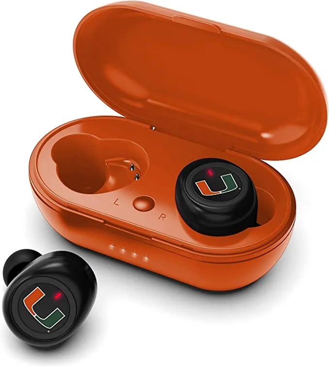 Miami Hurricanes Bluetooth True Wireless Earbuds w/Charging Case