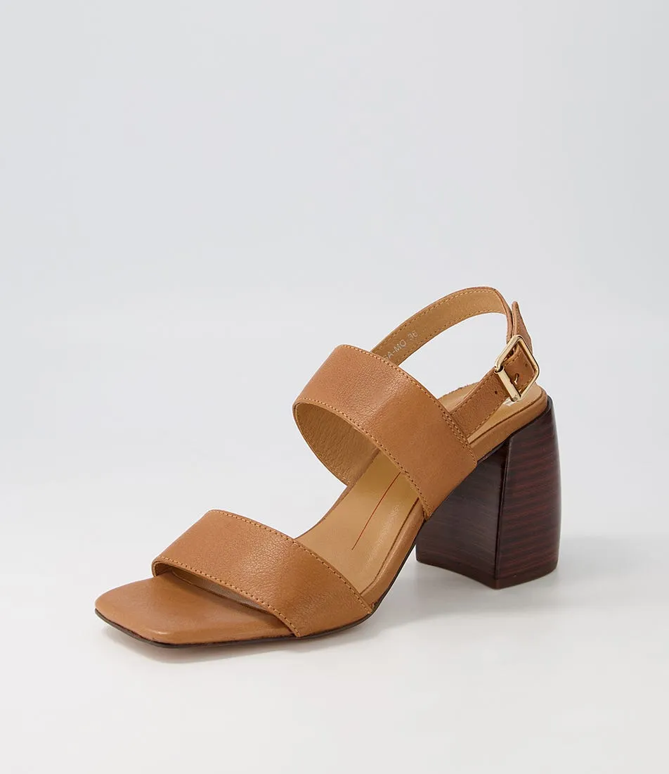 MOLLINI Teasa Dark Tan Dark Brown Leather Sandals