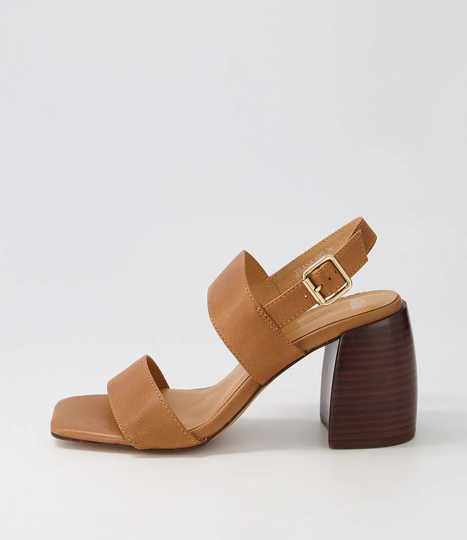 MOLLINI Teasa Dark Tan Dark Brown Leather Sandals