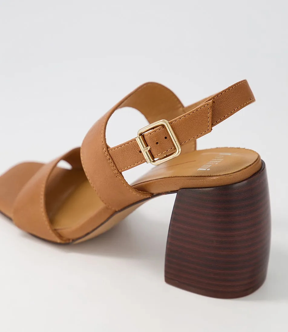 MOLLINI Teasa Dark Tan Dark Brown Leather Sandals