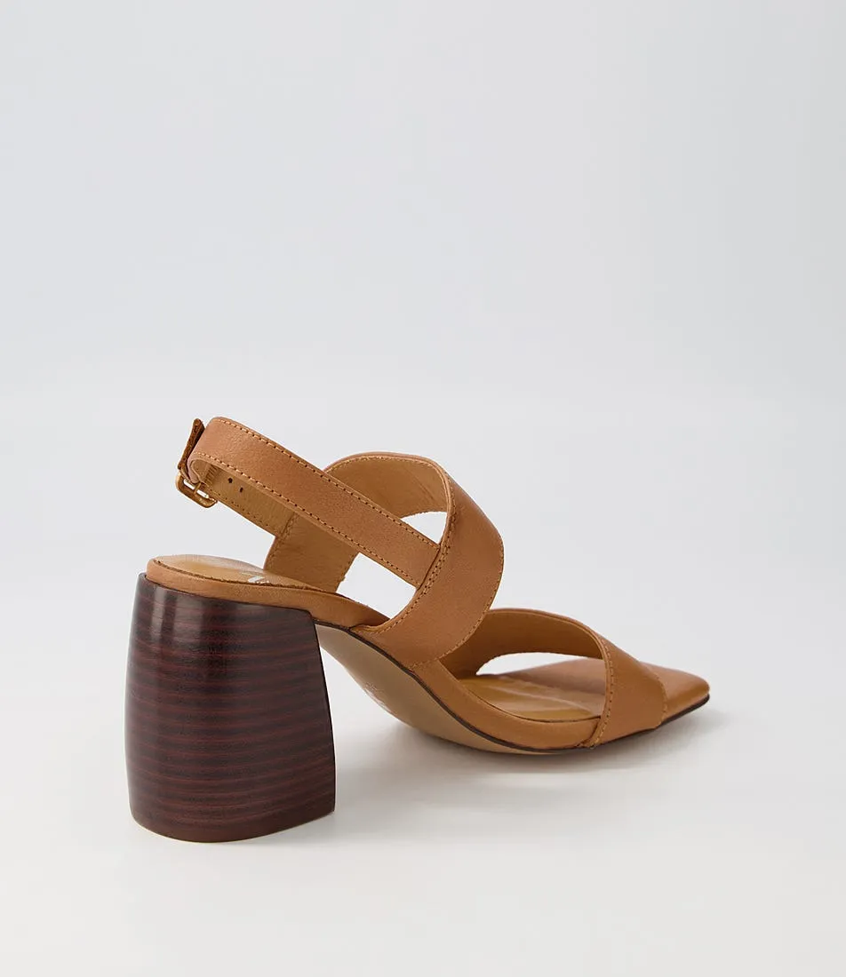 MOLLINI Teasa Dark Tan Dark Brown Leather Sandals