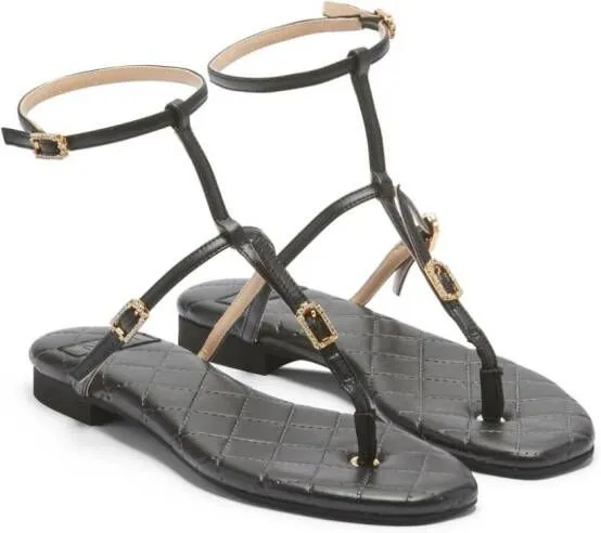 Nº21 crystal-embellished buckle leather sandals Black