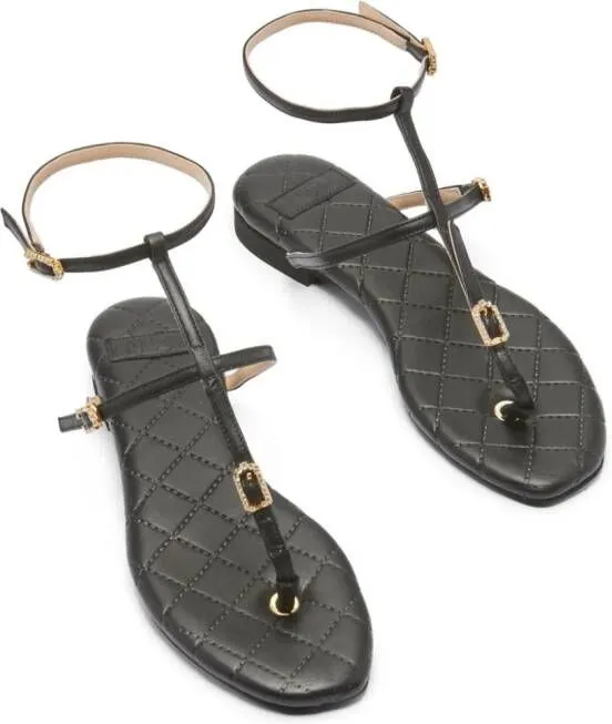 Nº21 crystal-embellished buckle leather sandals Black