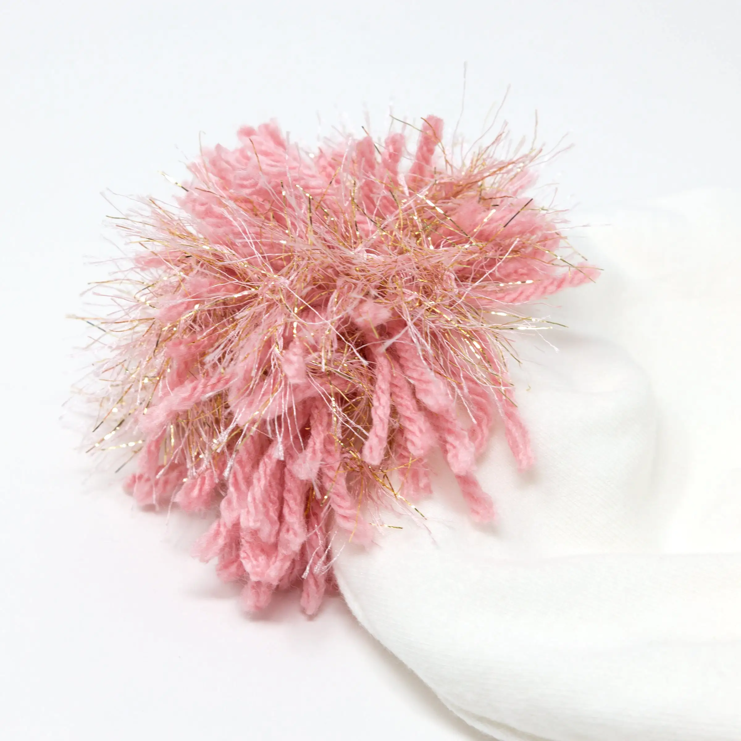 oh baby! Blush Pink/Gold Pom Hat - Cream