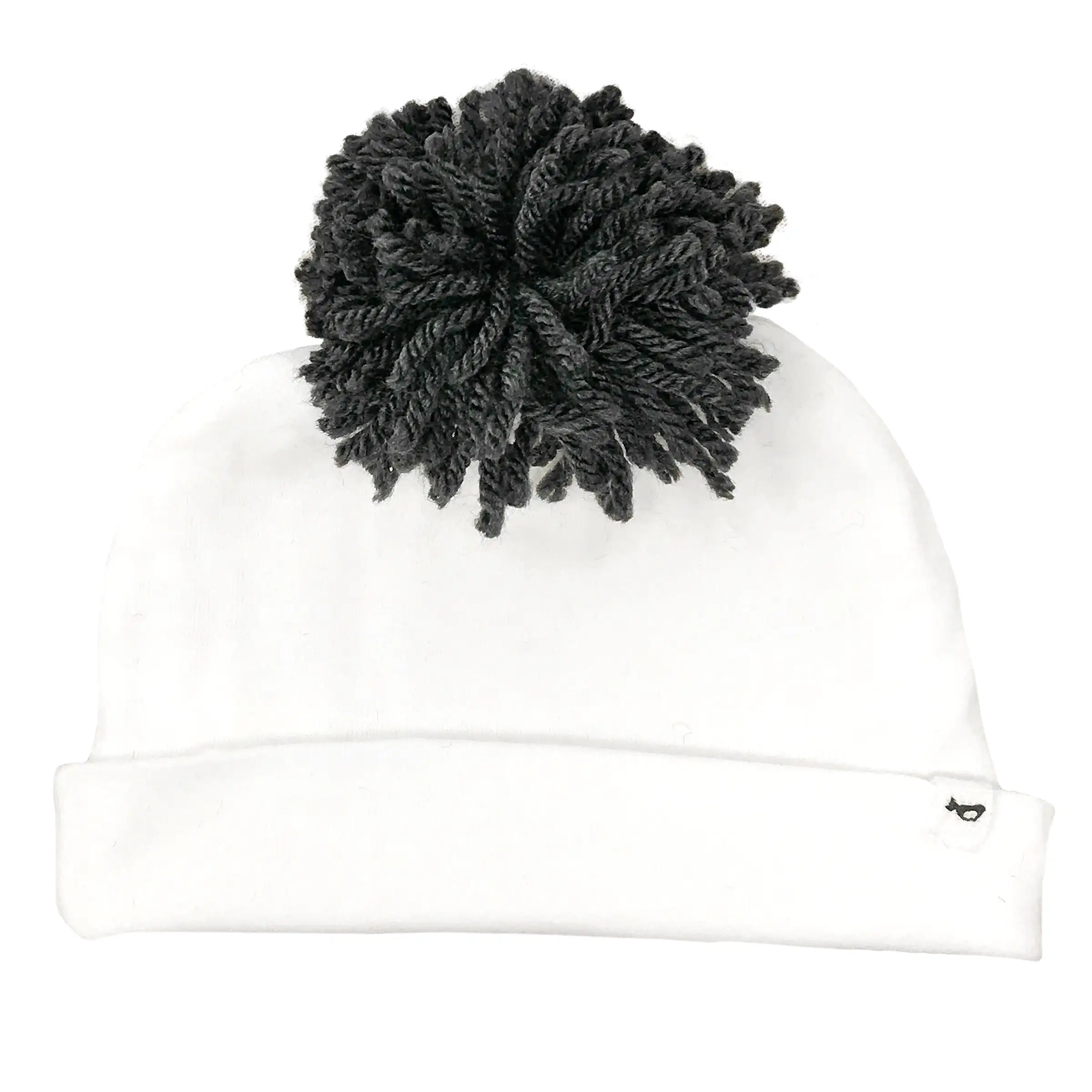 oh baby! Charcoal Yarn Pom Hat - Cream