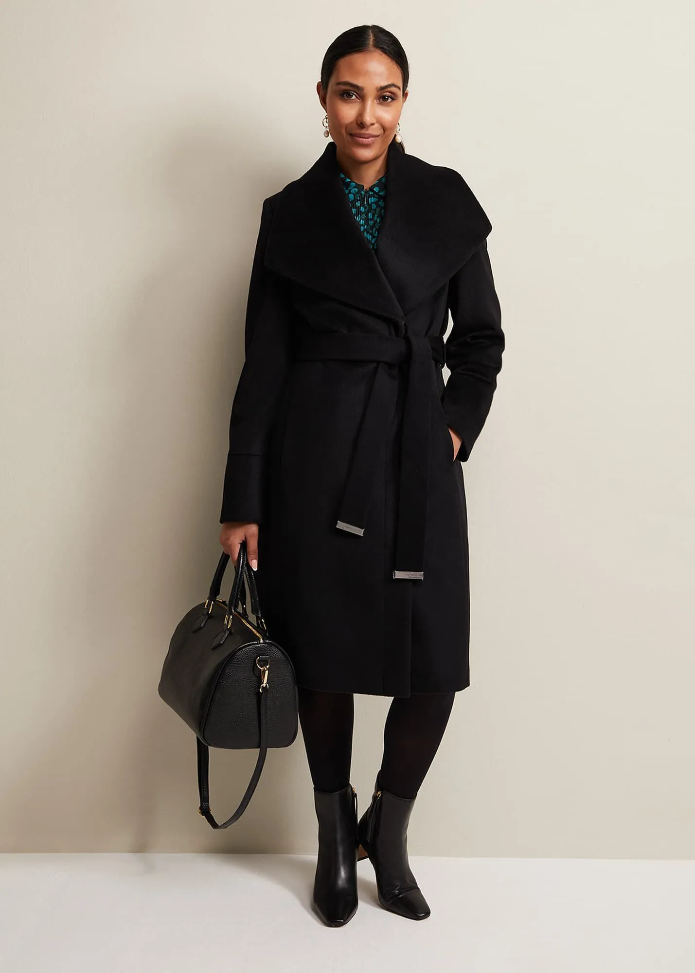 Petite Nicci Black Wool Smart Coat