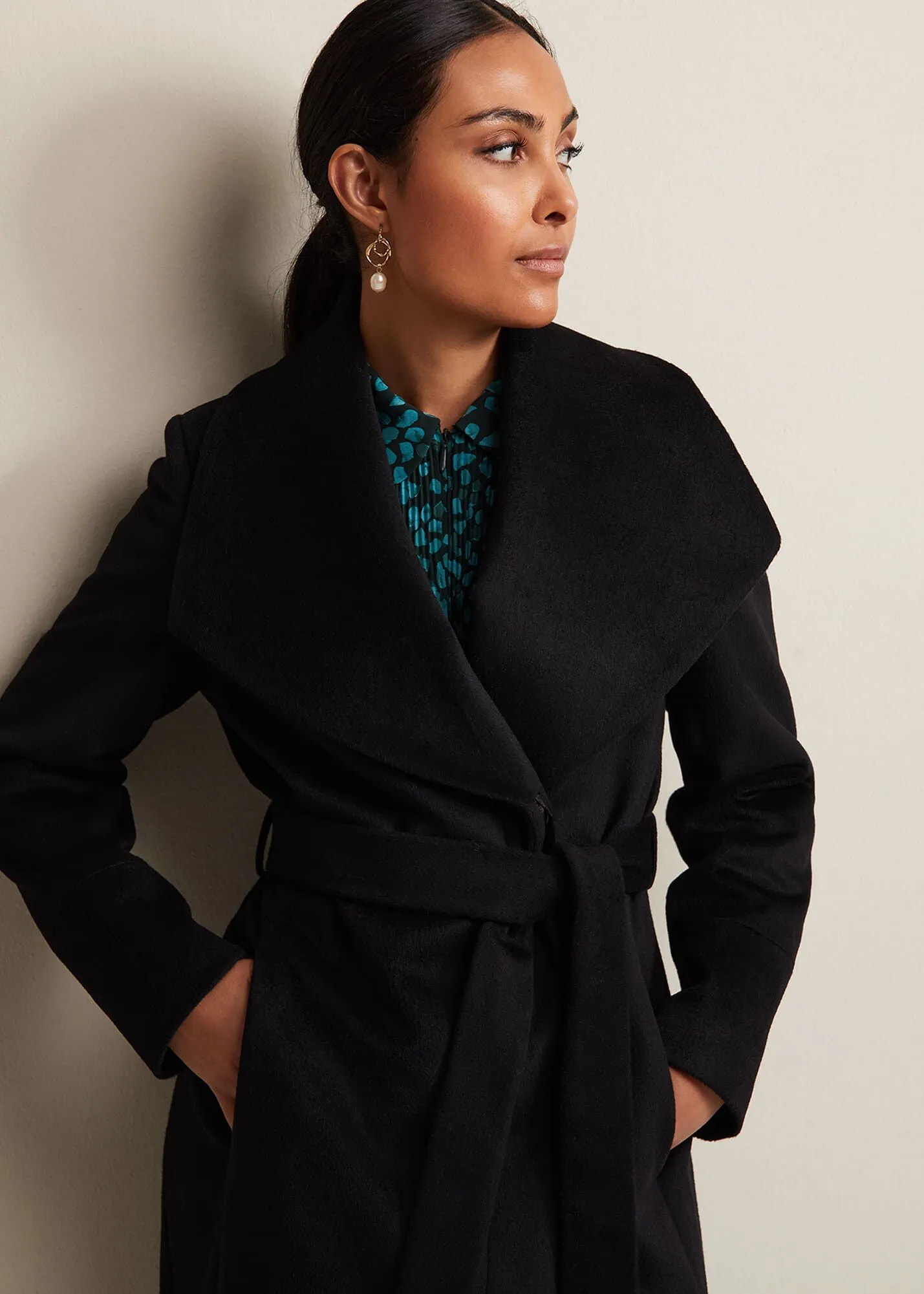 Petite Nicci Black Wool Smart Coat