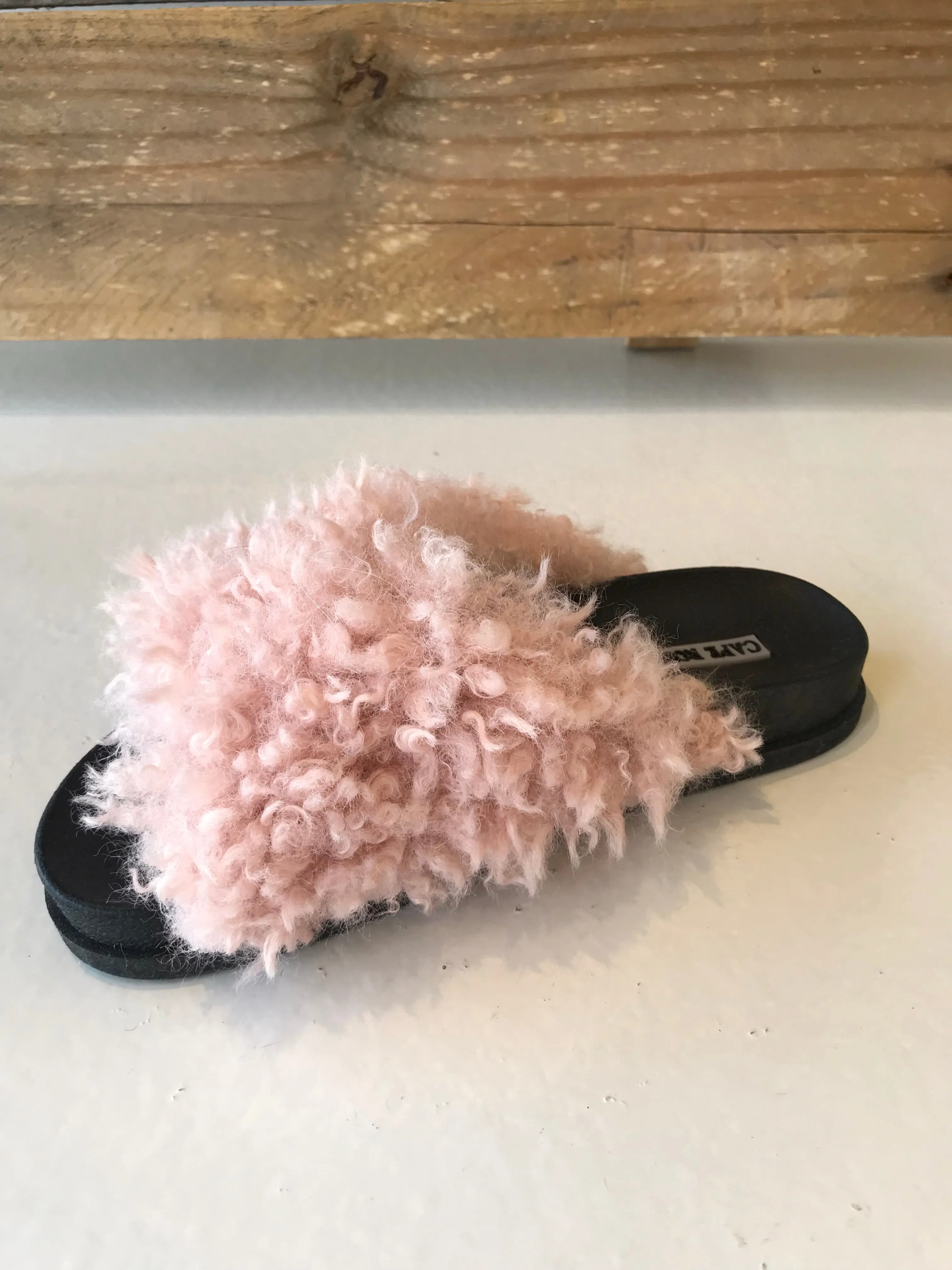 Pink Shearling Slides