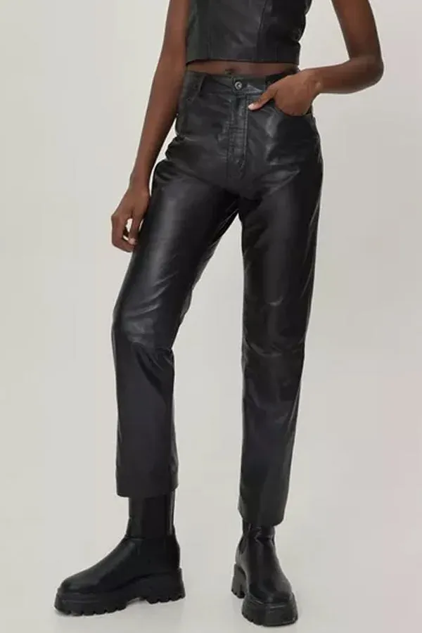 Point Zero Faux Leather Straight Leg Pants