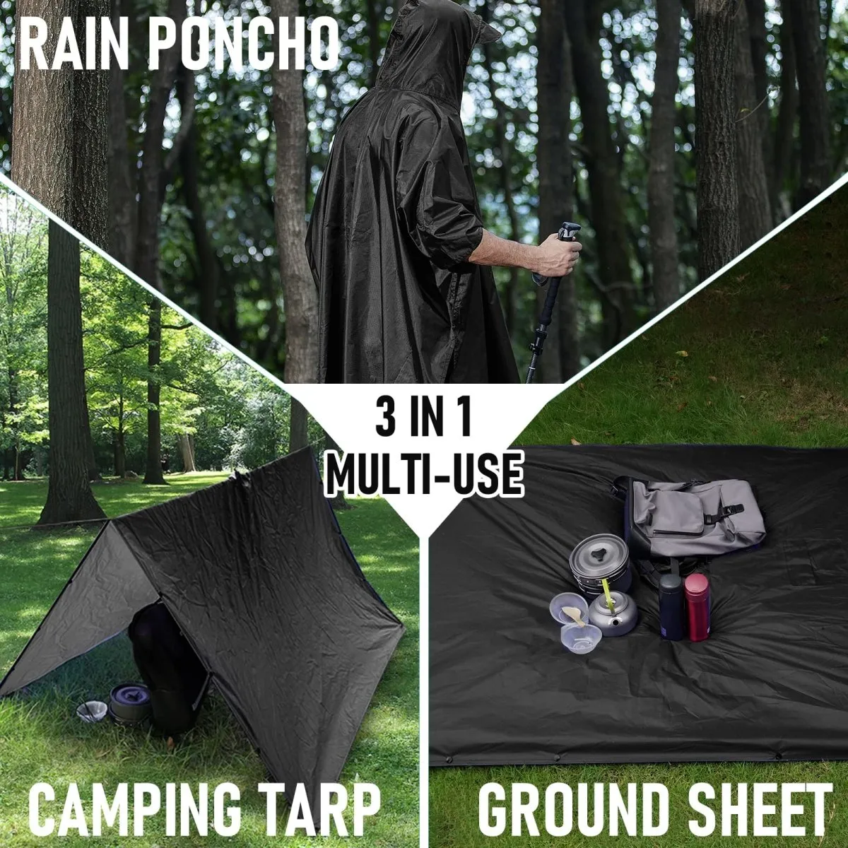 Poncho de pluie 3 en 1 imperméable avec poche centrale Anyoo - TLM181 pocket series