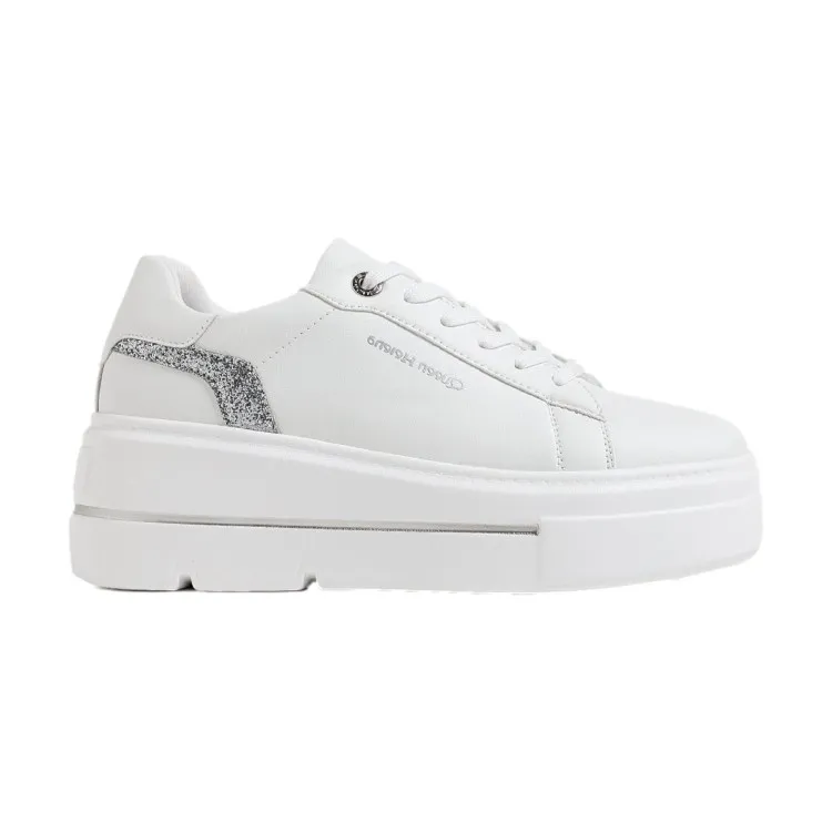 QUEEN HELENA X30 14  Sneakers Donna Platform Bianco Argento