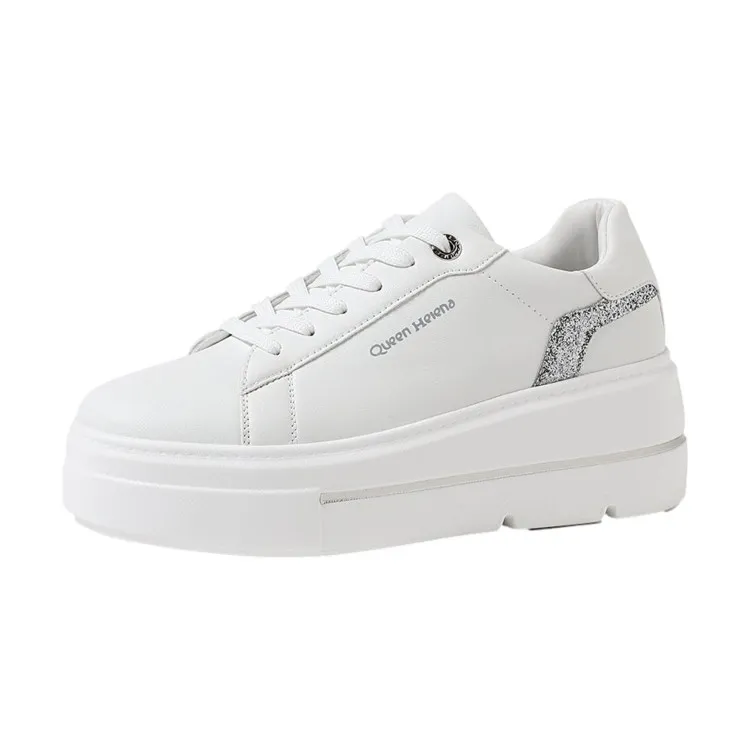 QUEEN HELENA X30 14  Sneakers Donna Platform Bianco Argento