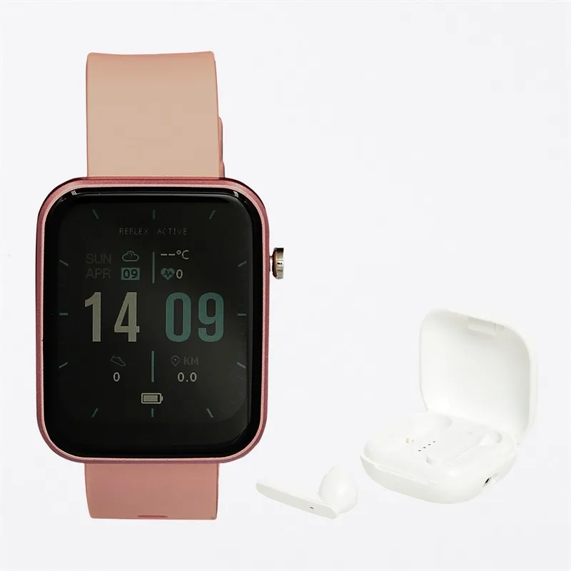 Reflex Active Womens Series 13 Smart Watch And True Wireless Sound Earbuds Set Pink/White