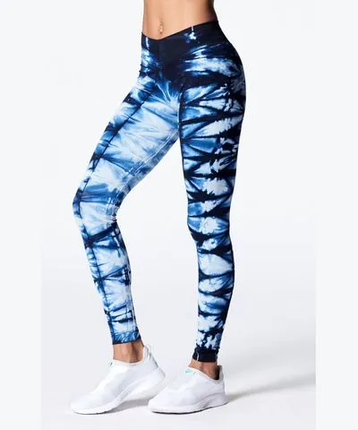 Riley 7 Asana Leggings Hd In Navy/shibori