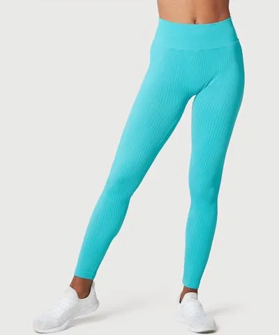 Riley 7 Seamless Rib Leggings In Ocean