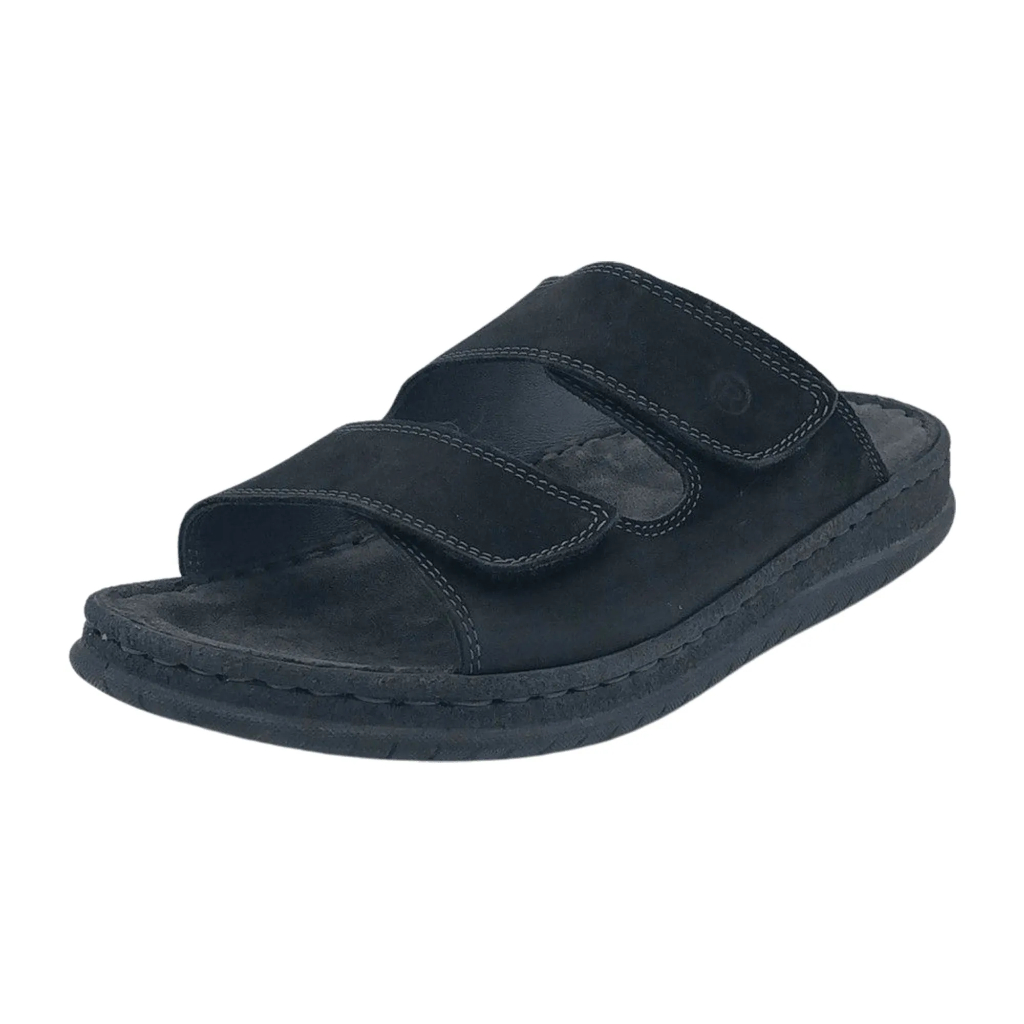 Rohde Men's Black Leather Sandals with Adjustable Straps and Comfort Sole