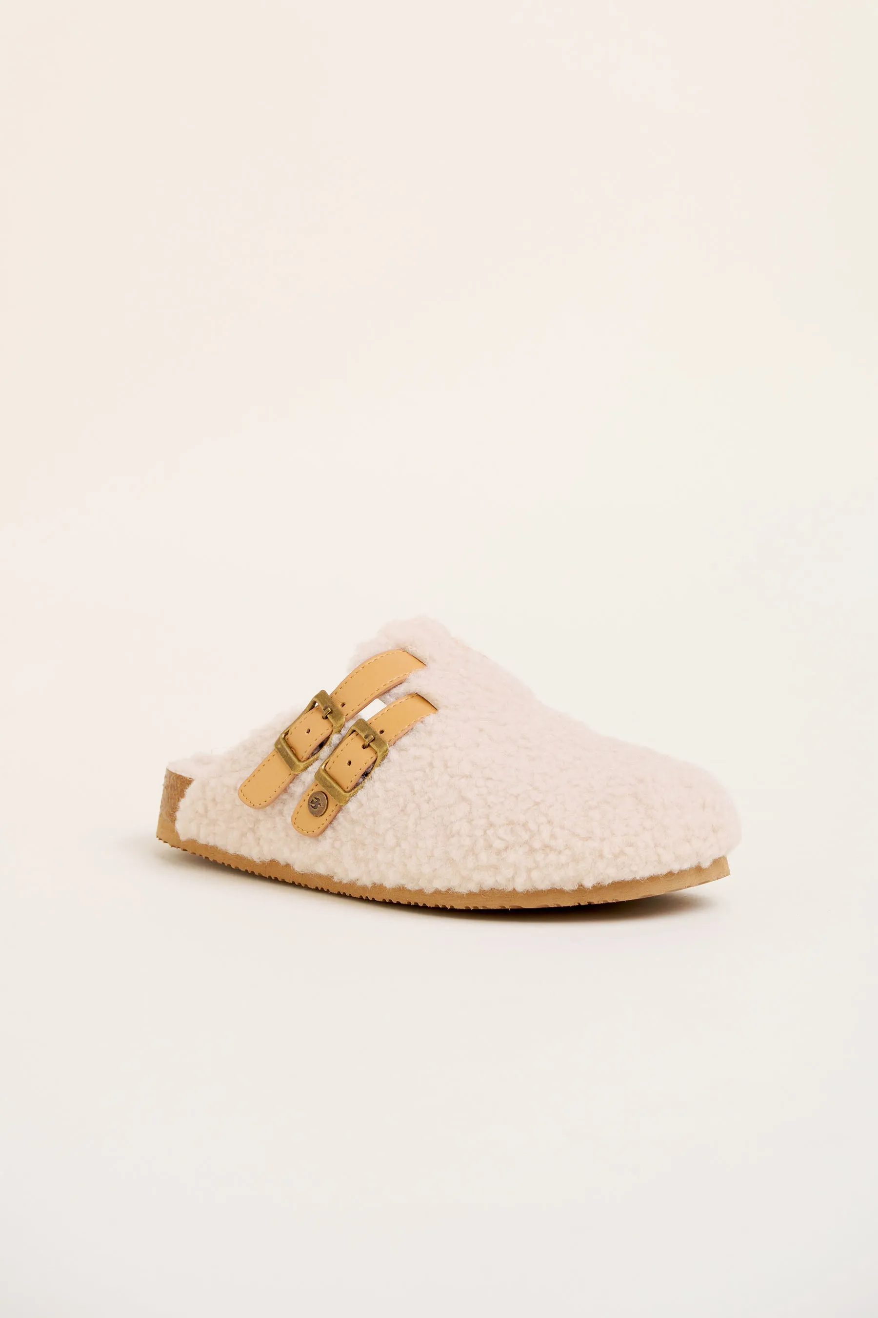 Shearling Buckle Slippers