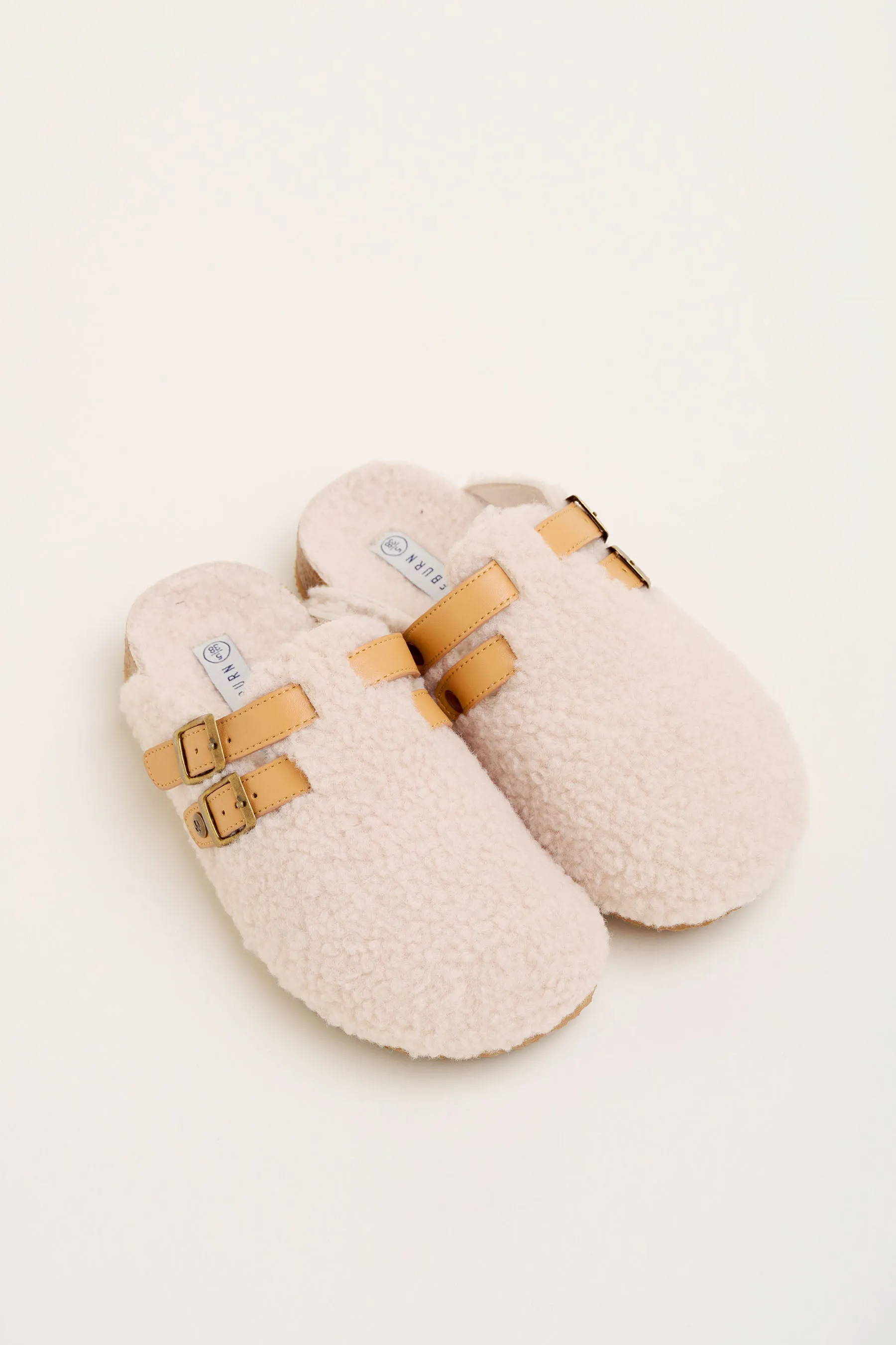 Shearling Buckle Slippers