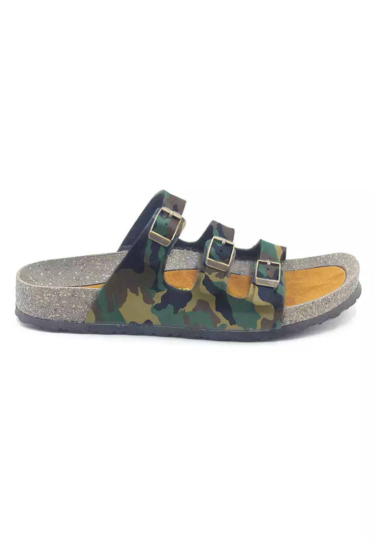 SoleSimple Ely - Camouflage Leather Sandals & Flip Flops & Slipper