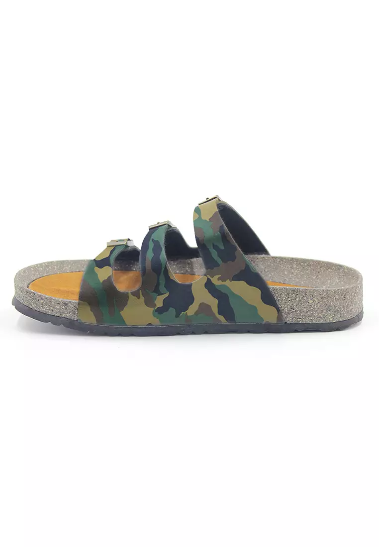 SoleSimple Ely - Camouflage Leather Sandals & Flip Flops & Slipper