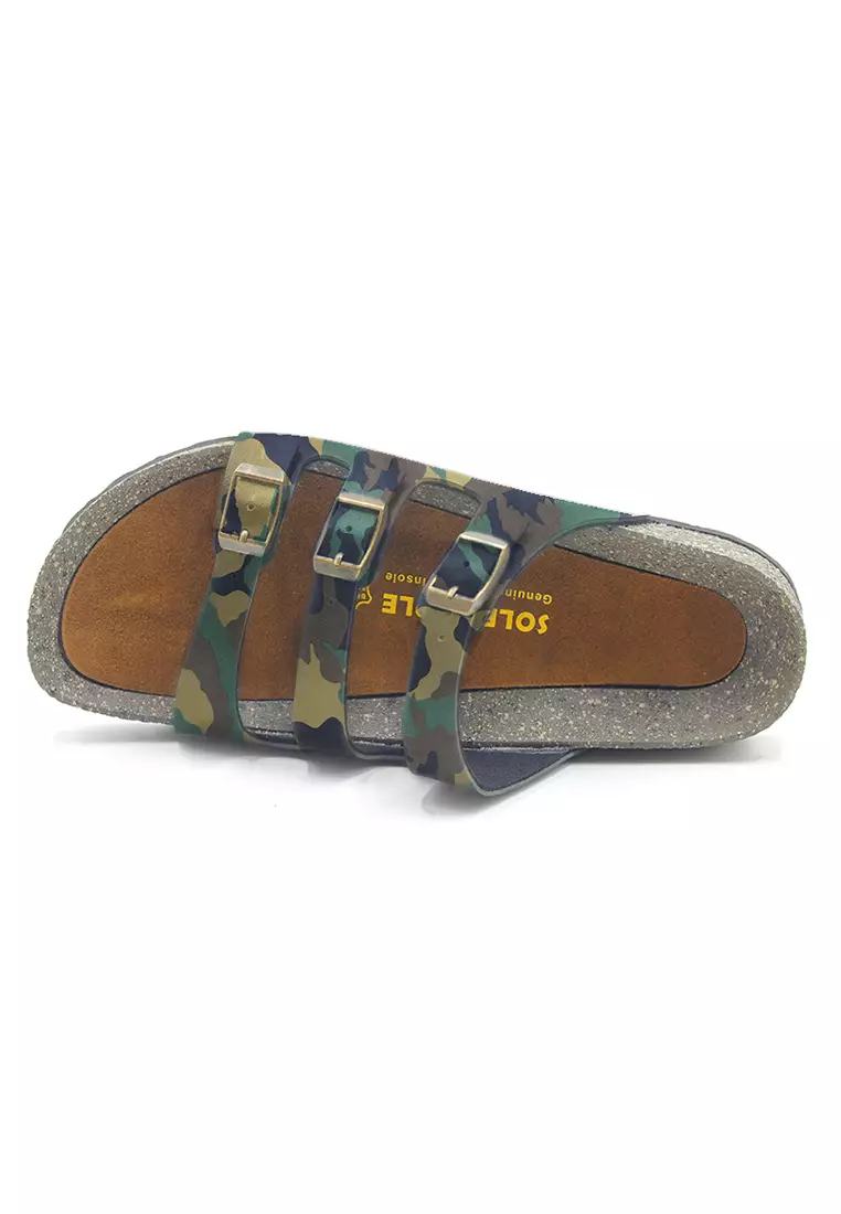 SoleSimple Ely - Camouflage Leather Sandals & Flip Flops & Slipper