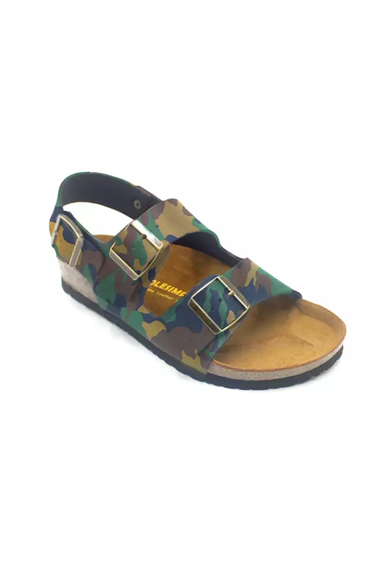 SoleSimple Milan - Camouflage Leather Sandals & Flip Flops