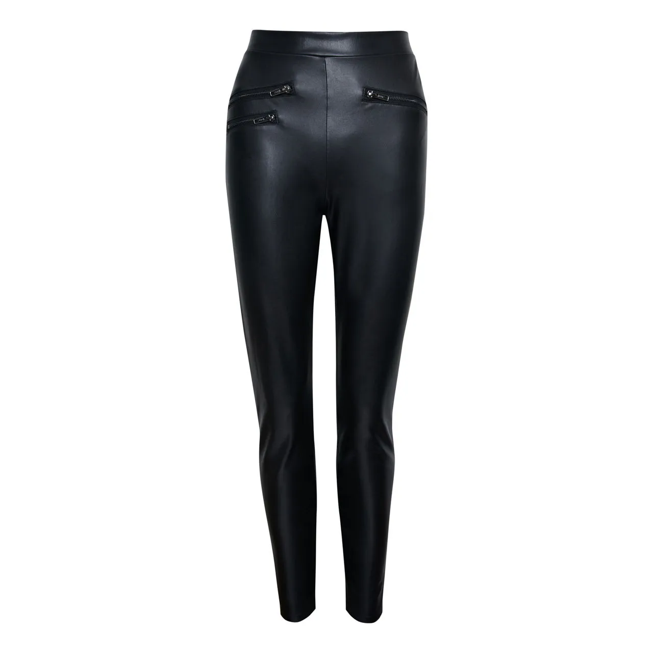 SOSANDAR ONLINE EXCLUSIVE Zip Faux Leather Leggings - Black