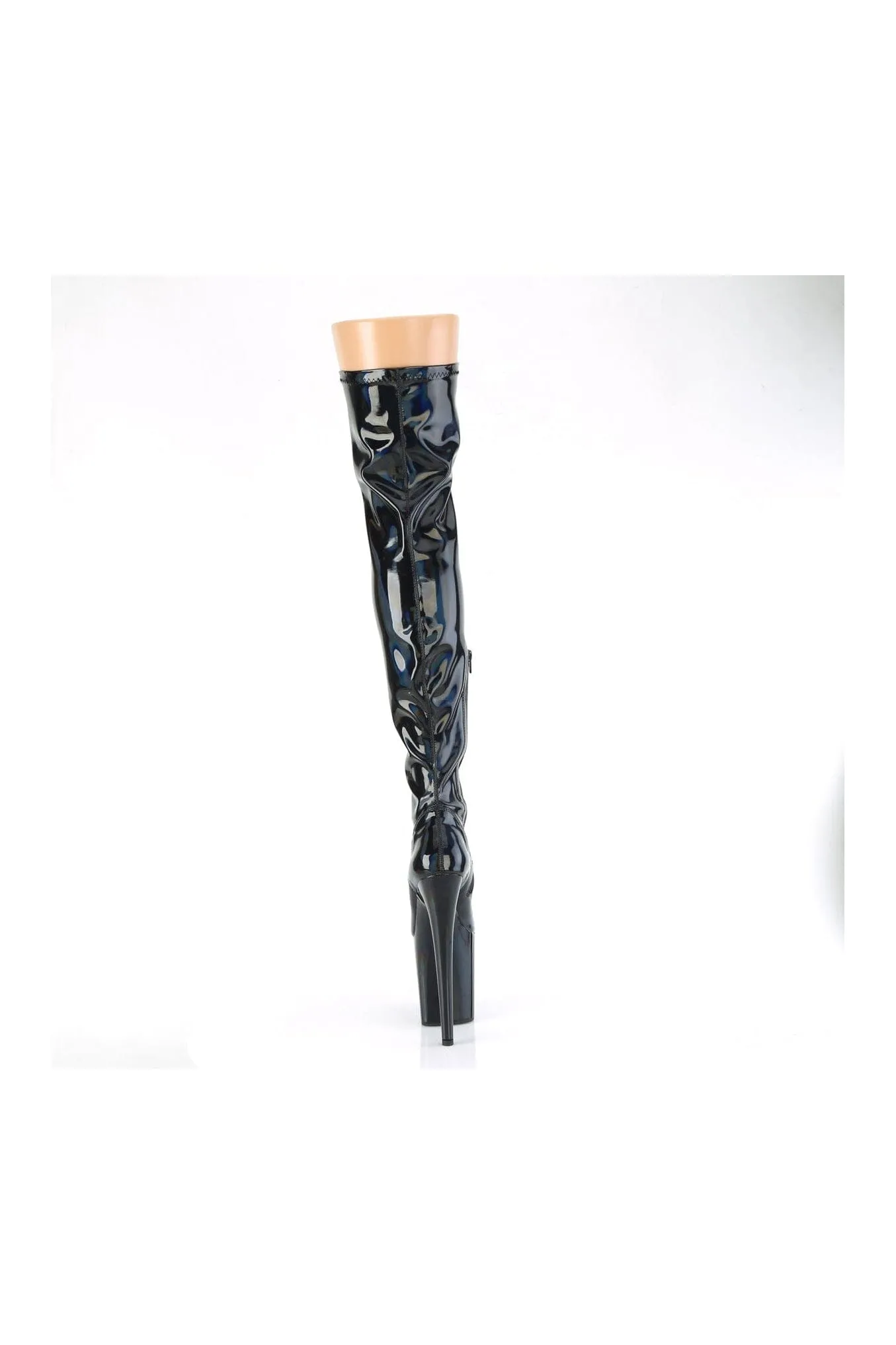 SS-FLAMINGO-3000HWR Black Hologram Thigh Boot